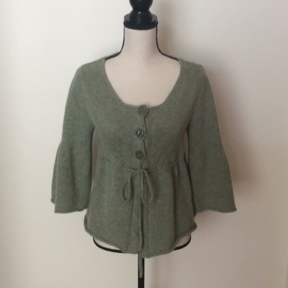 Fenn Wright Manson Olive Green Wool Cardigan Sz-L - Picture 1 of 6